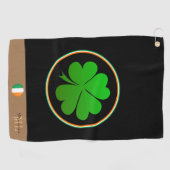 Serviette De Golf Irish Flag, Lucky Clover monogram, Golfing Irlande (Horizontal)