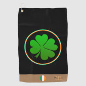 Serviette De Golf Irish Flag, Lucky Clover monogram, Golfing Irlande (Devant)