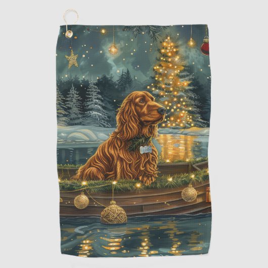 Serviette De Golf Irish Red Setter Christmas Festive Voyage (Devant)