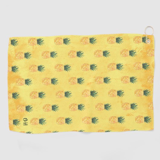 Serviette De Golf Island Beach Ananas Monogrammé (Horizontal)