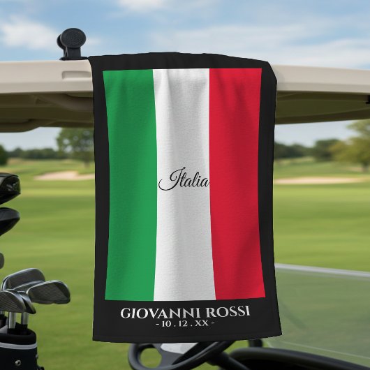 Serviette De Golf Italie Drapeau Italien Noir Nom du triage Texte It