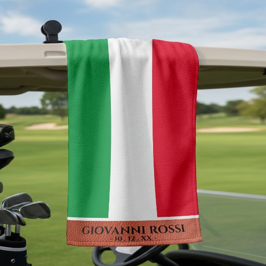 Serviette De Golf Italie Drapeau italien Rouge Blanc Vert Nom