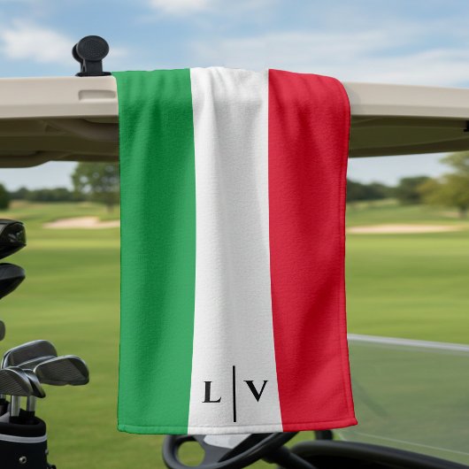 Serviette De Golf Italie Drapeau italien Rouge Blanc Vert Nom Initia