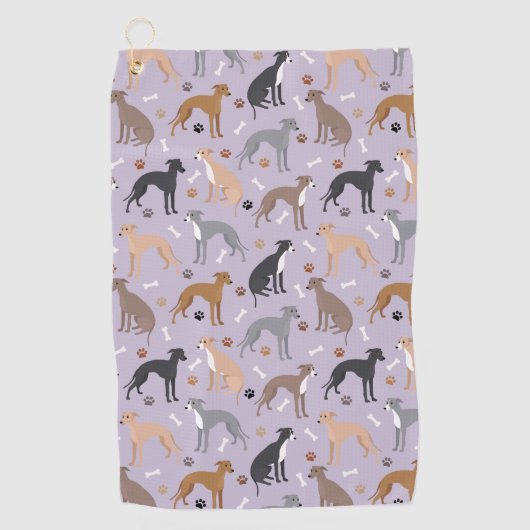 Serviette de golf italien Greyhound Chig Bones and (Devant)