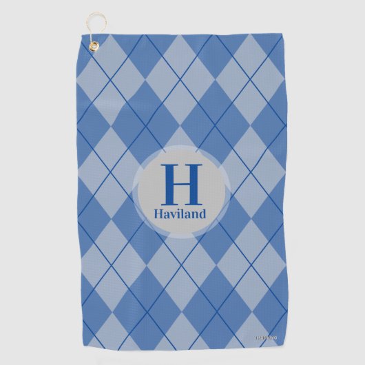 Serviette de golf Jacquard avec nom et initiale - (Devant)
