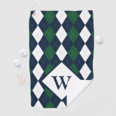 Serviette De Golf Jacquard bleu et vert Monogramme (En situation)