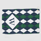Serviette De Golf Jacquard bleu et vert Monogramme (Horizontal)