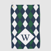 Serviette De Golf Jacquard bleu et vert Monogramme (Devant)