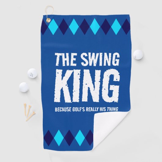 Serviette De Golf Jacquard Bleu Le Roi Swing (En situation)