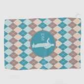 Serviette De Golf Jacquard bleu turquoise Silhouette Golfeur Monogra (Horizontal)