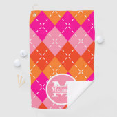 Serviette De Golf Jacquard de golf rose et orange Preppy Personnalis (En situation)