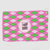 Serviette De Golf Jacquard de preppy rose vert personnalisé monogram (Horizontal)