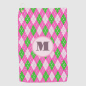 Serviette De Golf Jacquard de preppy rose vert personnalisé monogram (Devant)