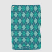 Serviette De Golf Jacquard en Turquoise et Aqua avec votre nom ou vo (Devant)