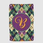 Serviette De Golf Jacquard Mardi Gras jaune violet vert (Devant)