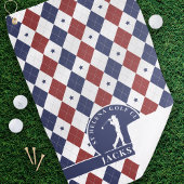 Serviette De Golf Jacquard Red Blue Stars Monogramme personnalisé