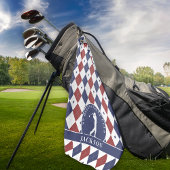 Serviette De Golf Jacquard Red Blue Stars Monogramme personnalisé