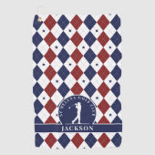 Serviette De Golf Jacquard Red Blue Stars Monogramme personnalisé (Devant)