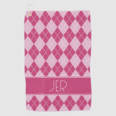 Serviette De Golf Jacquard rose Plaid Personnalisé Initiales Monogra (Devant)