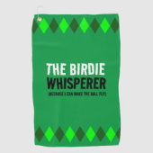 Serviette De Golf Jacquard Vert La Birdie Whisperer (Devant)