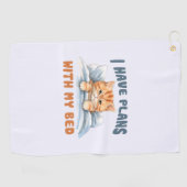 Serviette De Golf J'ai des plans avec mon lit - Cosy Orange Chat (Horizontal)