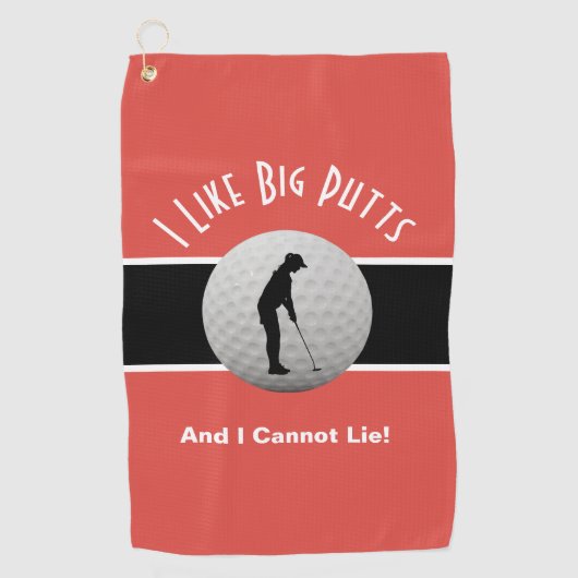 Serviette De Golf J'Aime Big Putts Golf Humour Fun Black Red pour el (Devant)