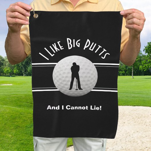 Serviette De Golf J'Aime Big Putts Golf Humour Funny Black Modern