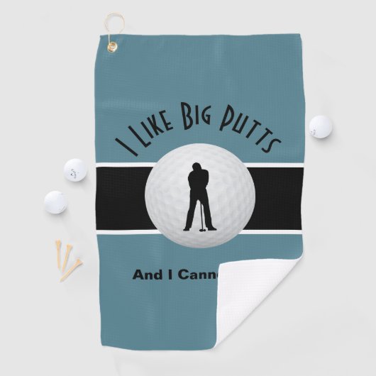 Serviette De Golf J'Aime Big Putts Golf Humour Funny Turquoise Noir (En situation)