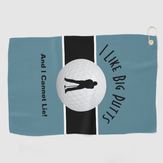Serviette De Golf J'Aime Big Putts Golf Humour Funny Turquoise Noir (Horizontal)