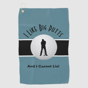 Serviette De Golf J'Aime Big Putts Golf Humour Funny Turquoise Noir