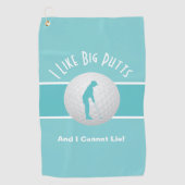Serviette De Golf J'Aime Big Putts Lady Golfer Funny Vert Turquoise (Devant)