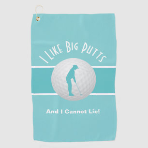 Serviette De Golf J'Aime Big Putts Lady Golfer Funny Vert Turquoise