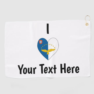 Serviette De Golf J'aime (Cœur de drapeau azorien) Personnalisé 