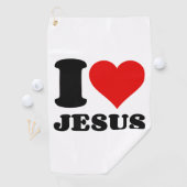 Serviette De Golf j'aime la citation chrétienne de Jésus (En situation)
