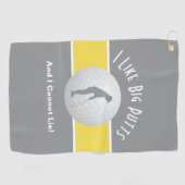 Serviette De Golf J'aime les Longs Putt Golfeuse Drôle Gris Jaune (Horizontal)