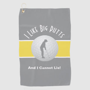 Serviette De Golf J'aime les Longs Putt Golfeuse Drôle Gris Jaune