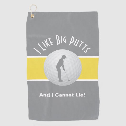 Serviette De Golf J'aime les Longs Putt Golfeuse Drôle Gris Jaune (Devant)