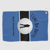 Serviette De Golf J'aime les longs putts Golf Humour Amusement Bleu  (Horizontal)
