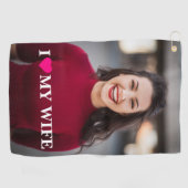 Serviette De Golf J'aime ma femme Photo personnalisée (Horizontal)