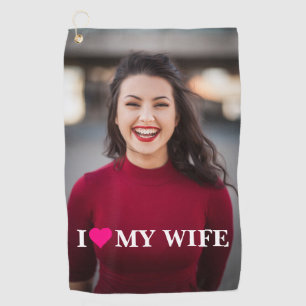 Serviette De Golf J'aime ma femme Photo personnalisée