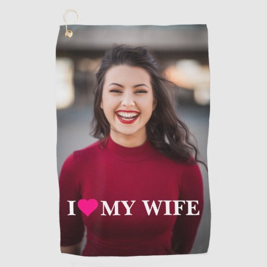 Serviette De Golf J'aime ma femme Photo personnalisée (Devant)