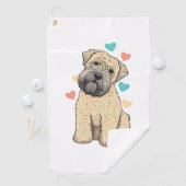 Serviette De Golf J'Aime Mon Coeur De Chien Faisant Du Terrier Doux (En situation)