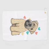 Serviette De Golf J'Aime Mon Coeur De Chien Faisant Du Terrier Doux (Horizontal)