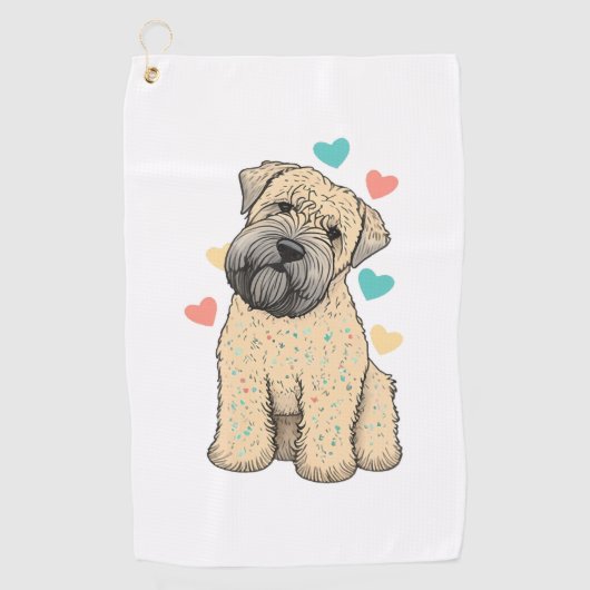 Serviette De Golf J'Aime Mon Coeur De Chien Faisant Du Terrier Doux (Devant)