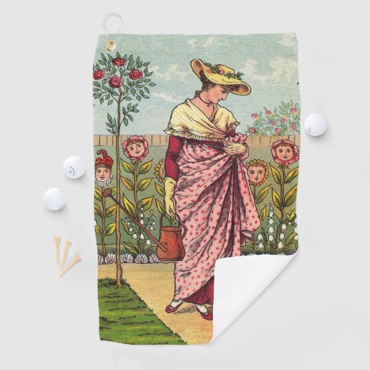 Serviette De Golf Jardin Cultivation Flower Woman Art Antique (En situation)