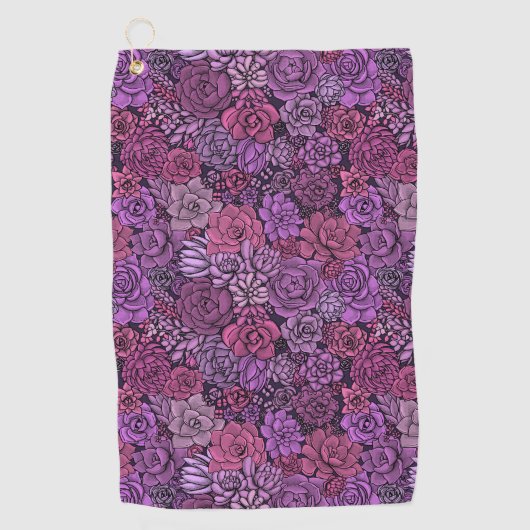 Serviette De Golf Jardin succulent en rose et violet (Devant)