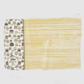 Serviette De Golf Jaune et beige Pois moderne Monogramme (Horizontal)
