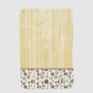 Serviette De Golf Jaune et beige Pois moderne Monogramme