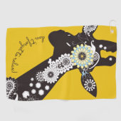 Serviette De Golf Jaune Funky Cool Paisley Giraffe Inspiration (Horizontal)