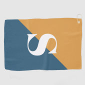 Serviette De Golf Jaune Moutarde Bleu Marine Monogramme (Horizontal)